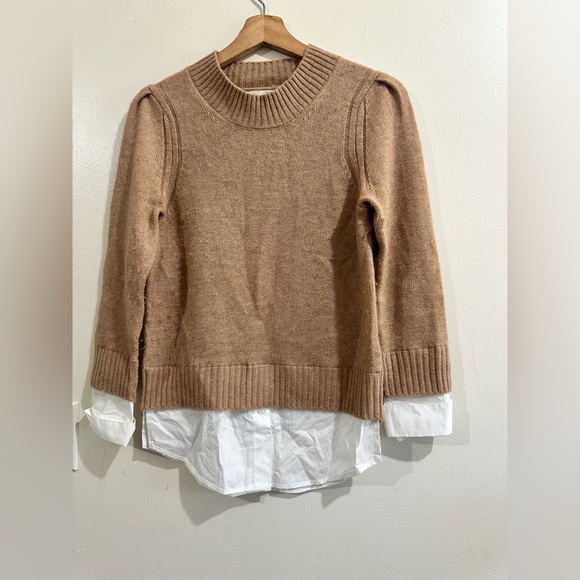 Brochu Walker Tan Layered Cowl Neck Sweater - Picture 4 of 14